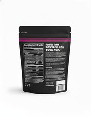 Buffed Energy MEGA Nootropic Powder showcases brain-boosting ingredients for sharper mental clarity.