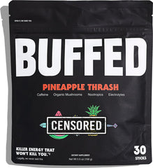 BUFFED Pineapple Thrash 30-pack box for on-the-go energy and focus.