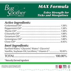 Bug Soother MAX woodland blend aroma highlights plant-based ingredients.
