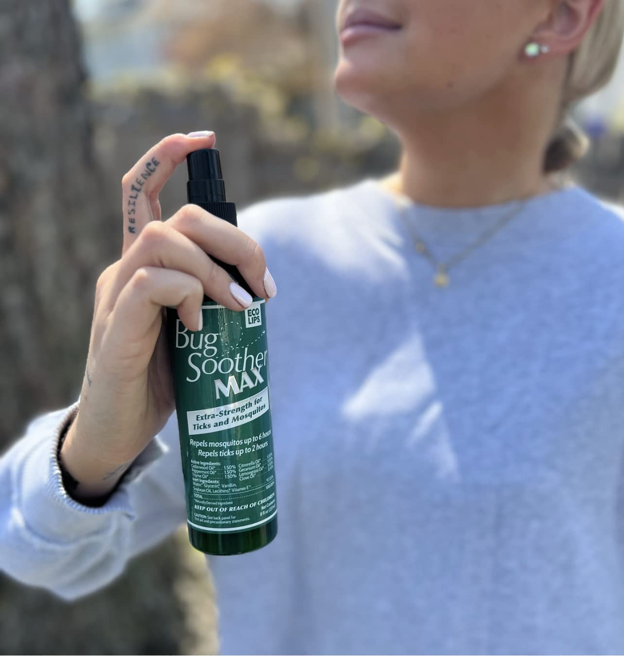 Bug Soother MAX woodsy formula aroma at trailhead
