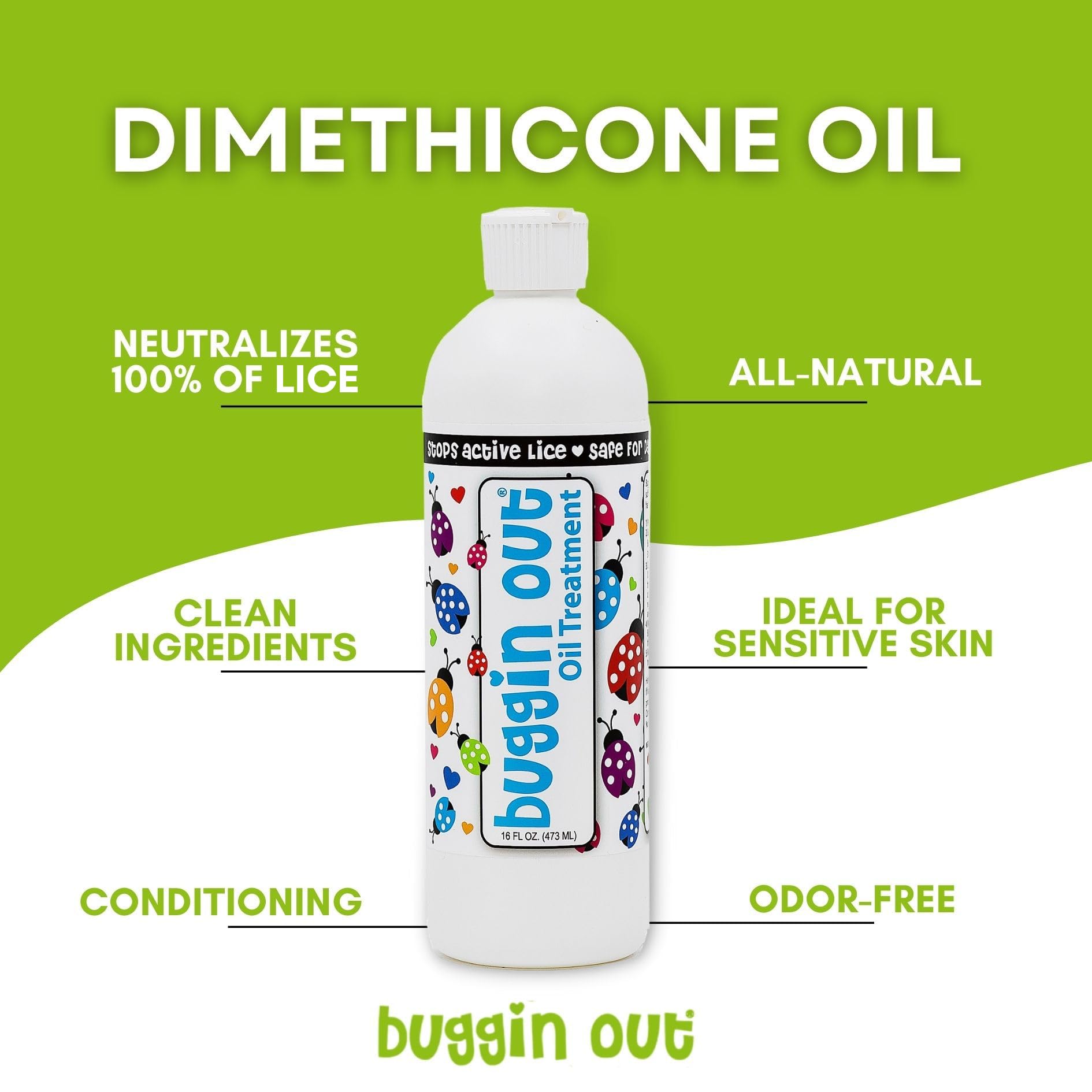 Applying Buggin Out dimethicone oil to hair for even coating.