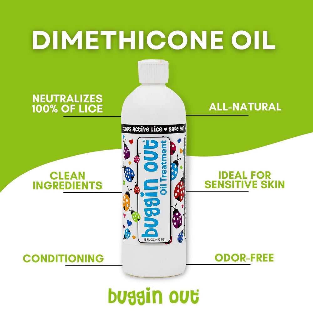 Applying Buggin Out dimethicone oil to hair for even coating.