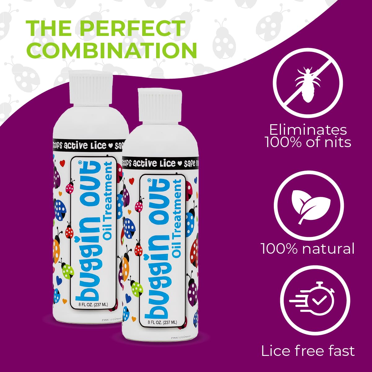 Buggin Out application bottle shown for easy leave-on lice treatment