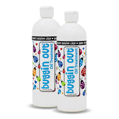 Buggin Out dimethicone oil bottle for family lice care, easy application.