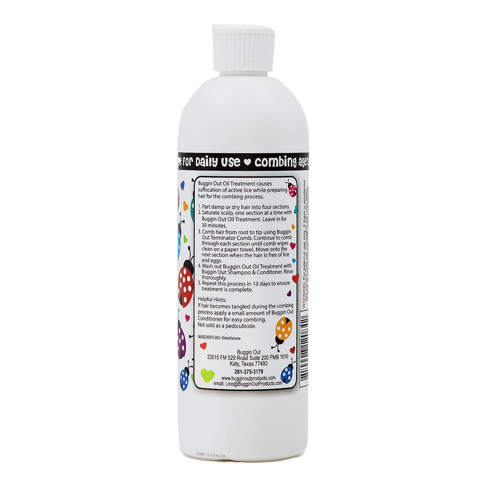 Professional-grade care in a Buggin Out clear bottle.