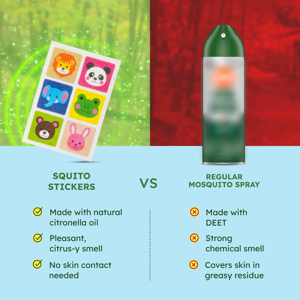 BugMD Squito Stickers are easy to apply and remove without mess.