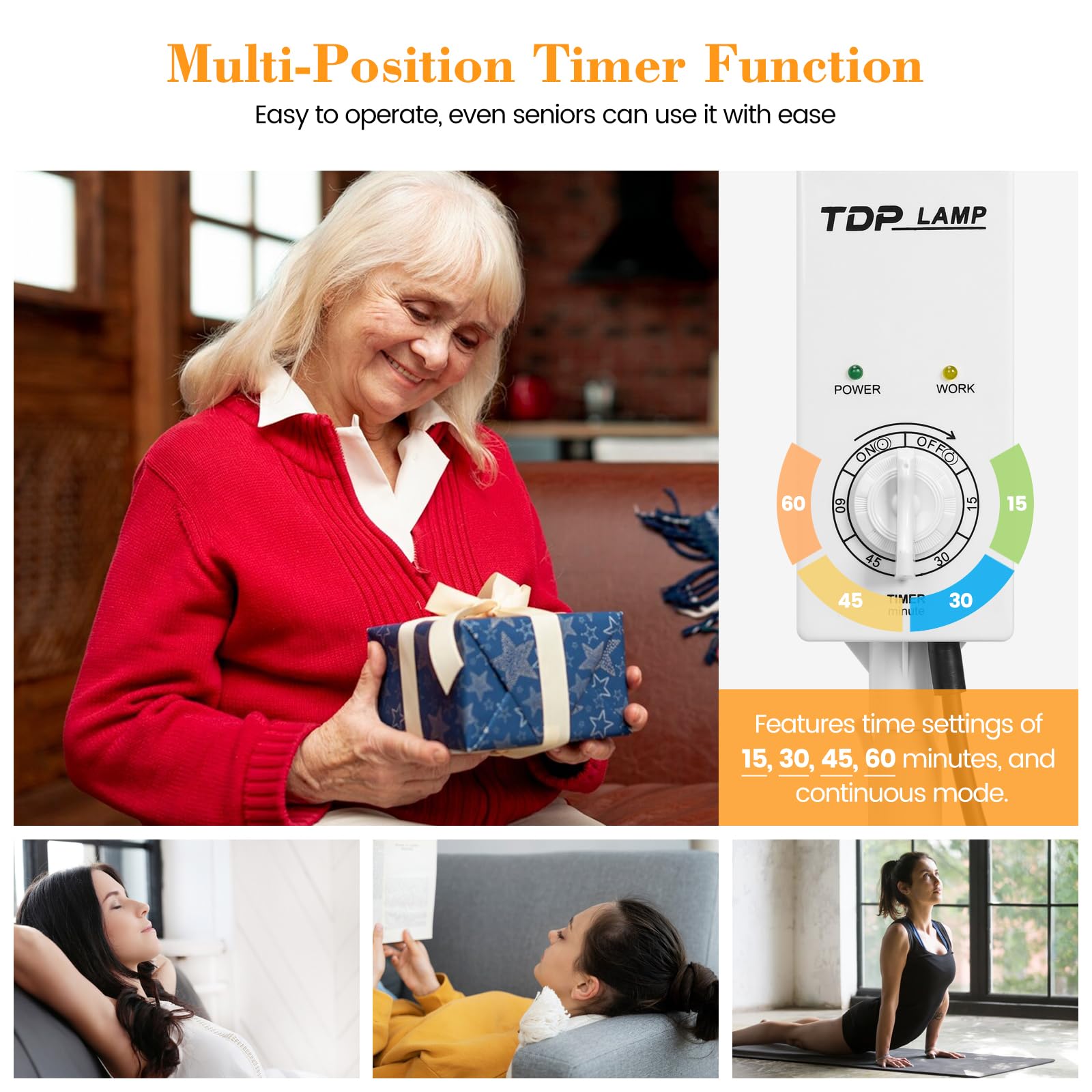 BUIFAC TDP lamp height adjustment for seated or lying positions