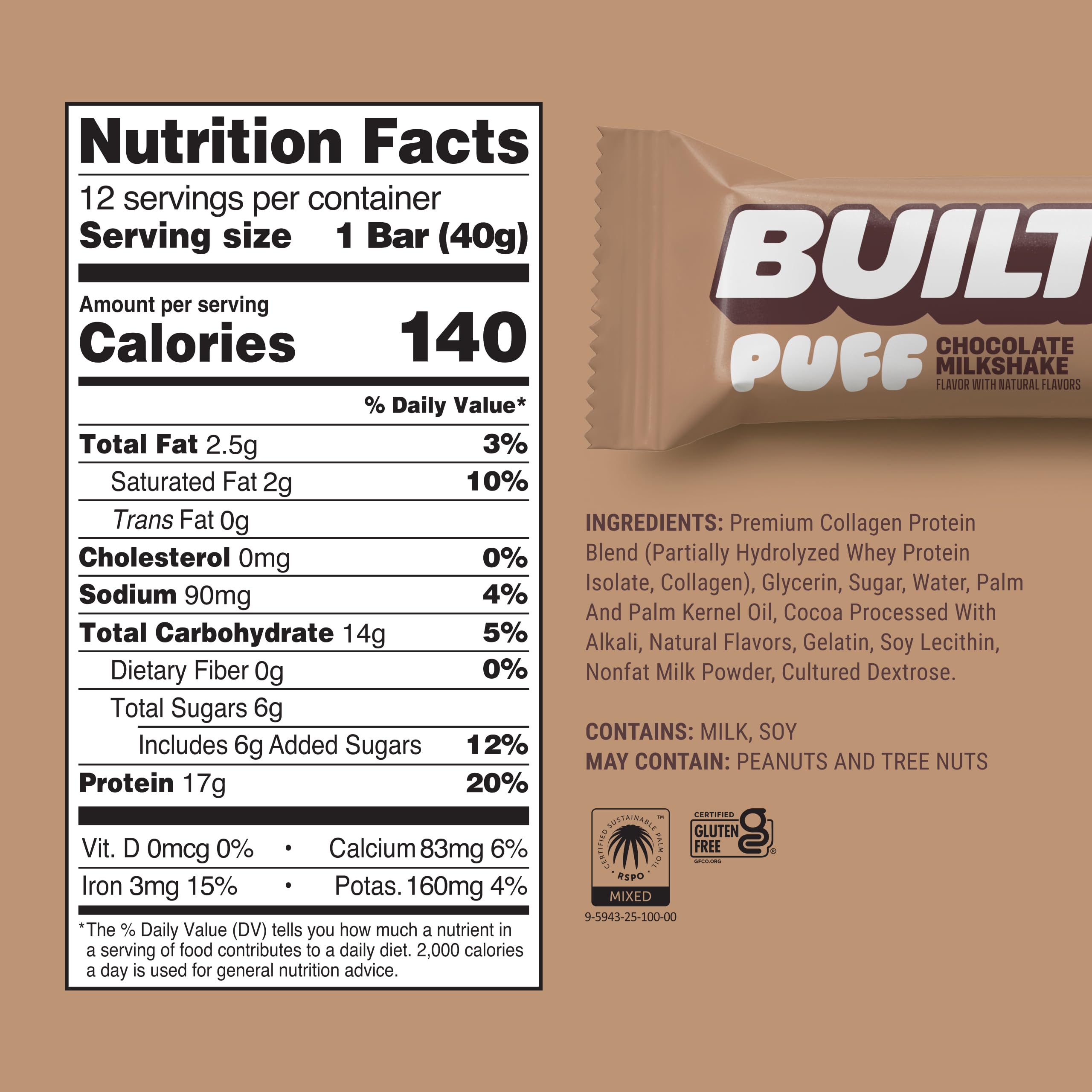 Built Bar Puff soft marshmallow texture, ideal for on-the-go snacking.
