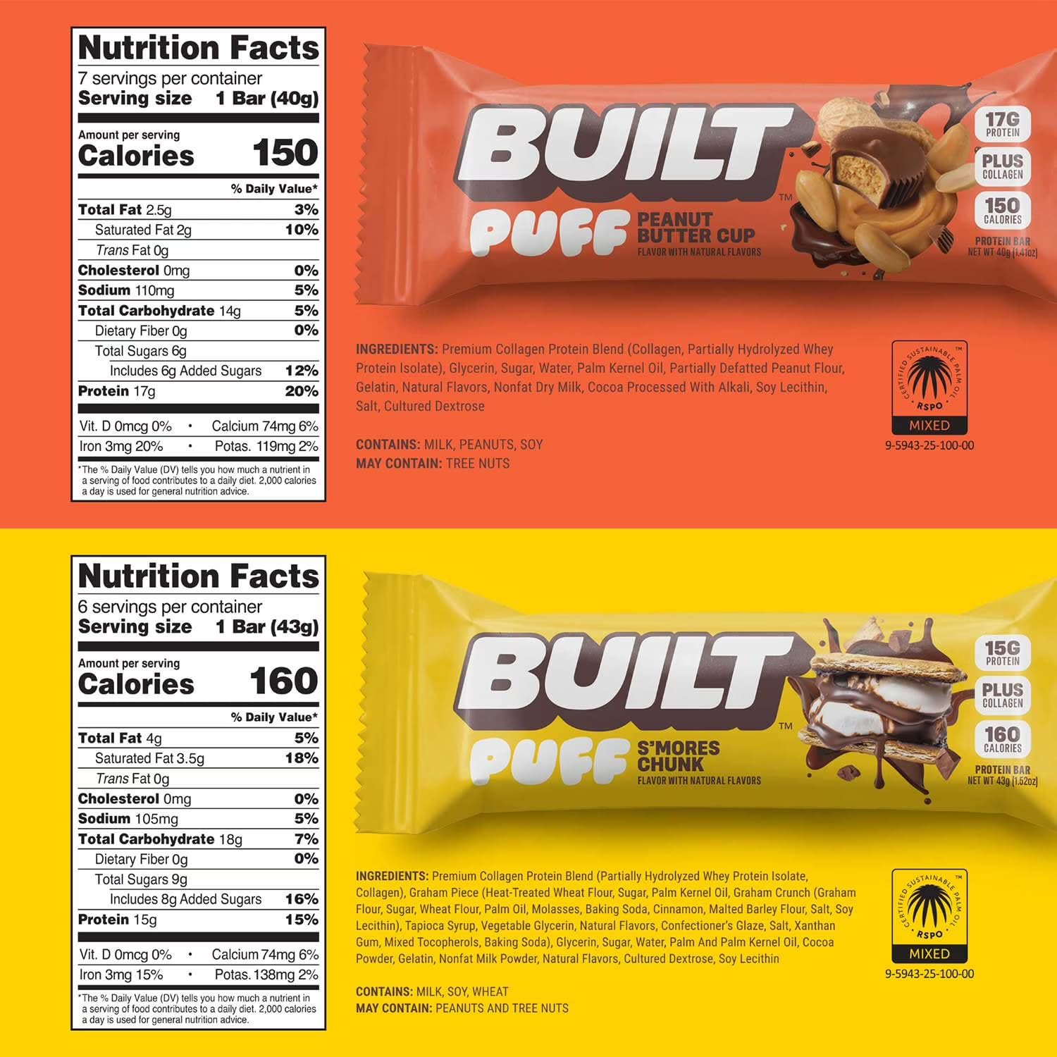 Built Bar Smores Puff: campfire-flavored bite with marshmallow and graham for on-the-go cravings