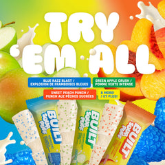 Built Bar Sour Puff Peach Punch 12-pack for travel and gym sessions.