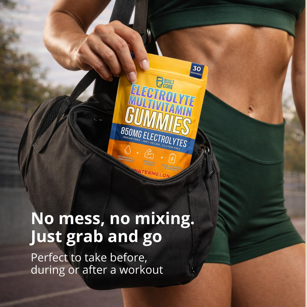 Gummies shown ready for gym bag hydration