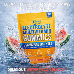 Nutrition label on BuiltCore gummies highlights electrolytes and vitamin C