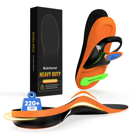 Bukihome work boot insoles with heel cradle offer targeted heel support for daily standing.