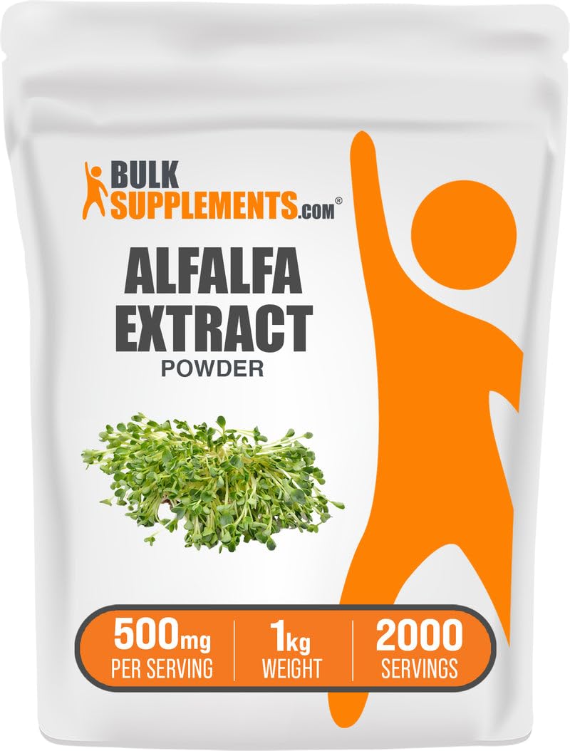 BulkSupplements Alfalfa Extract powder jar with scoop for daily greens boost
