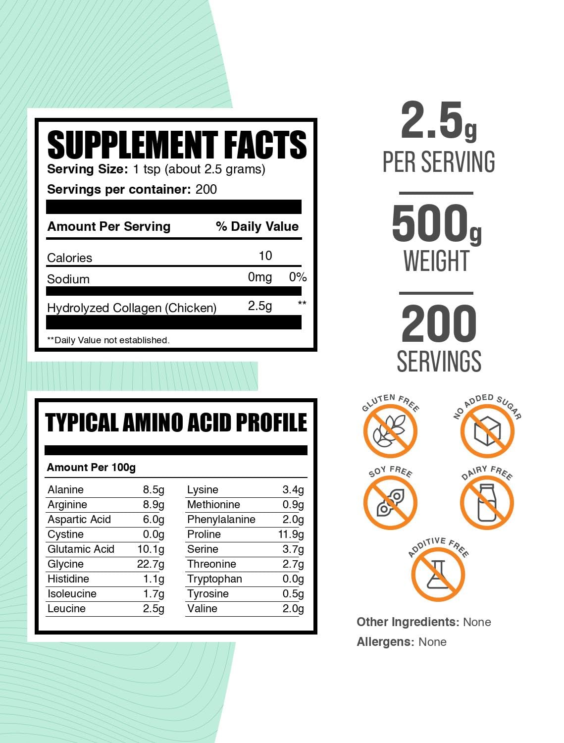 BulkSupplements Chicken Collagen Powder scoop for easy, measured daily servings