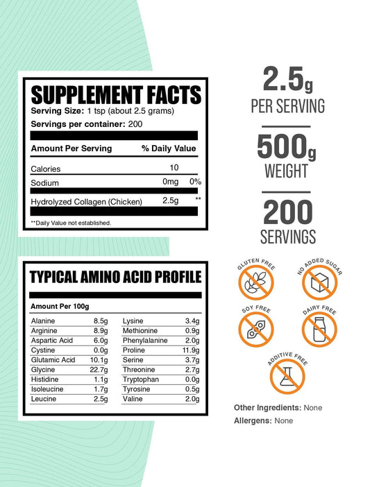 BulkSupplements Chicken Collagen Powder scoop for easy, measured daily servings