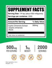 BulkSupplements Coptis Chinensis powder being poured for easy daily use
