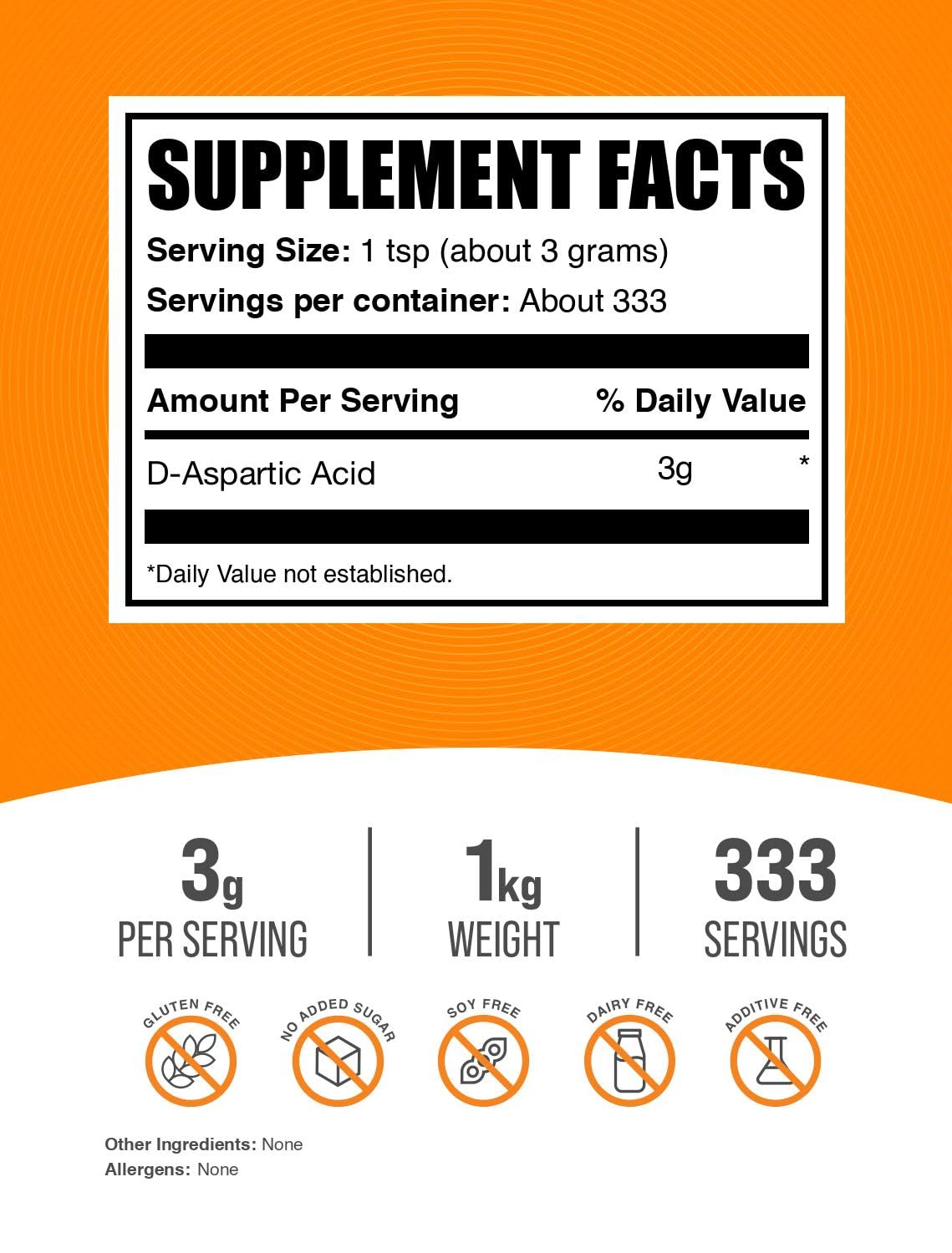 D-Aspartic Acid powder with scoop for daily use