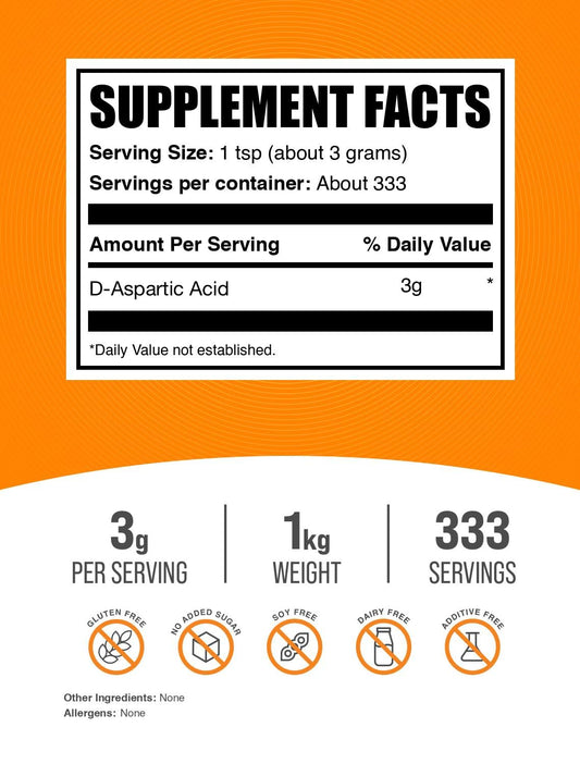 D-Aspartic Acid powder with scoop for daily use