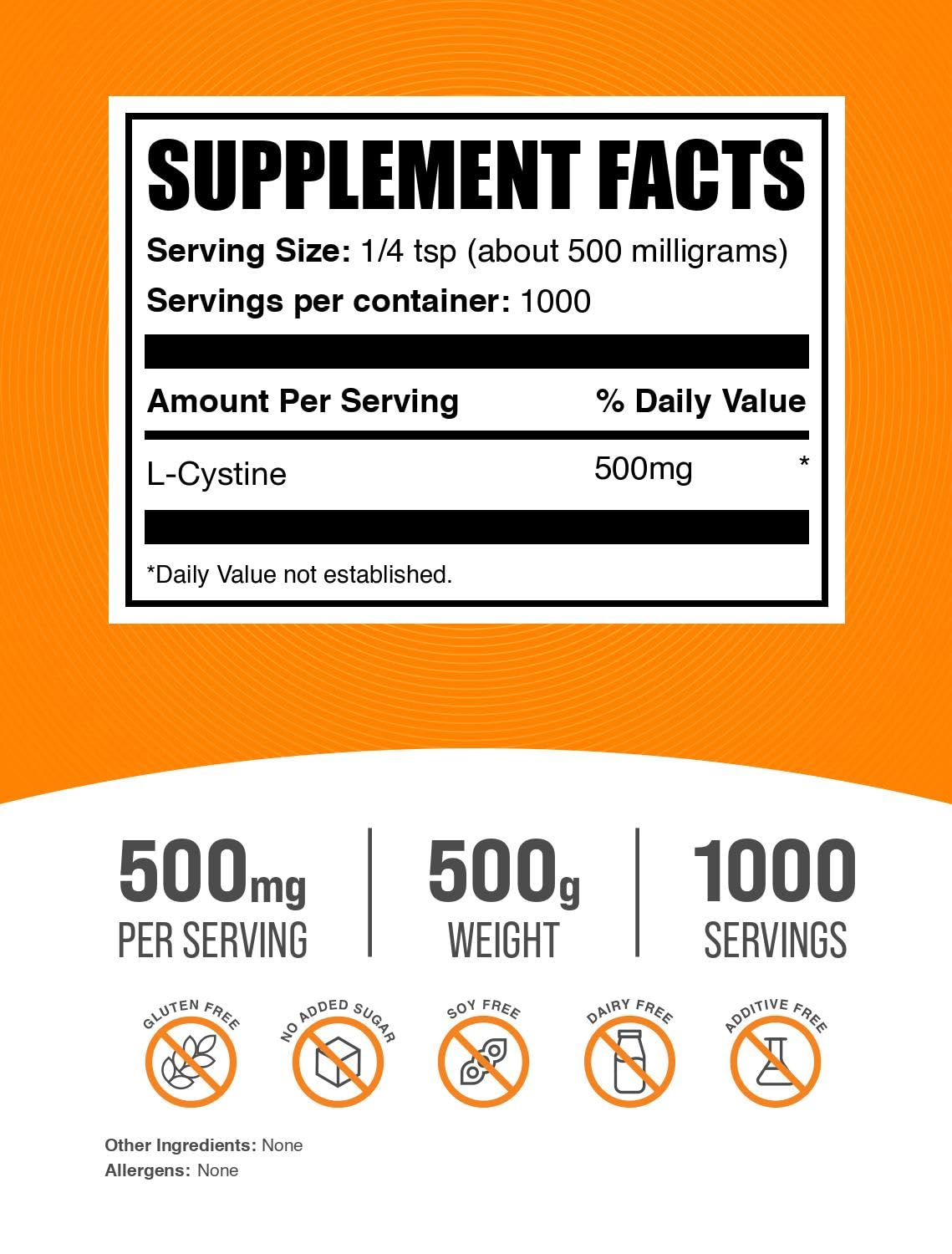 BulkSupplements L-Cystine powder with scoop ready for easy mixing