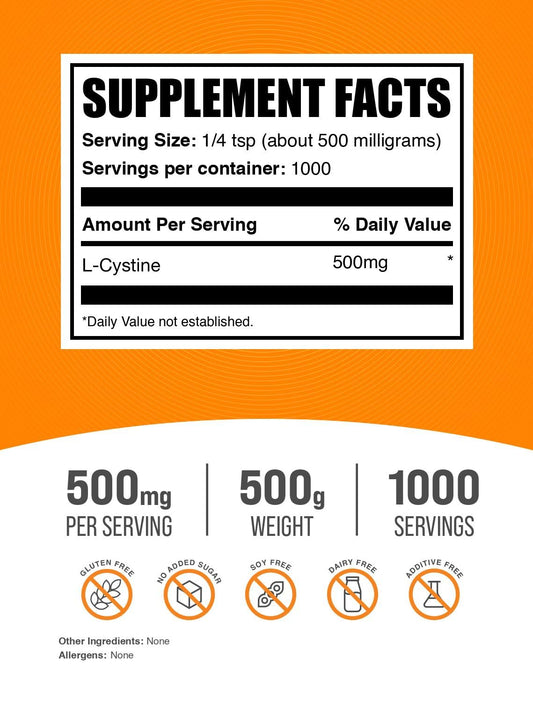 BulkSupplements L-Cystine powder with scoop ready for easy mixing