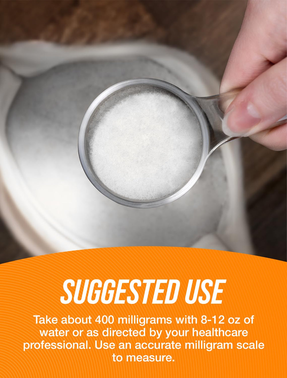 L-Norvaline powder label shows 400 mg per serving and quality details.
