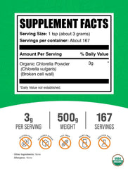 BulkSupplements Organic Chlorella Powder blended into a smoothie for a greens boost