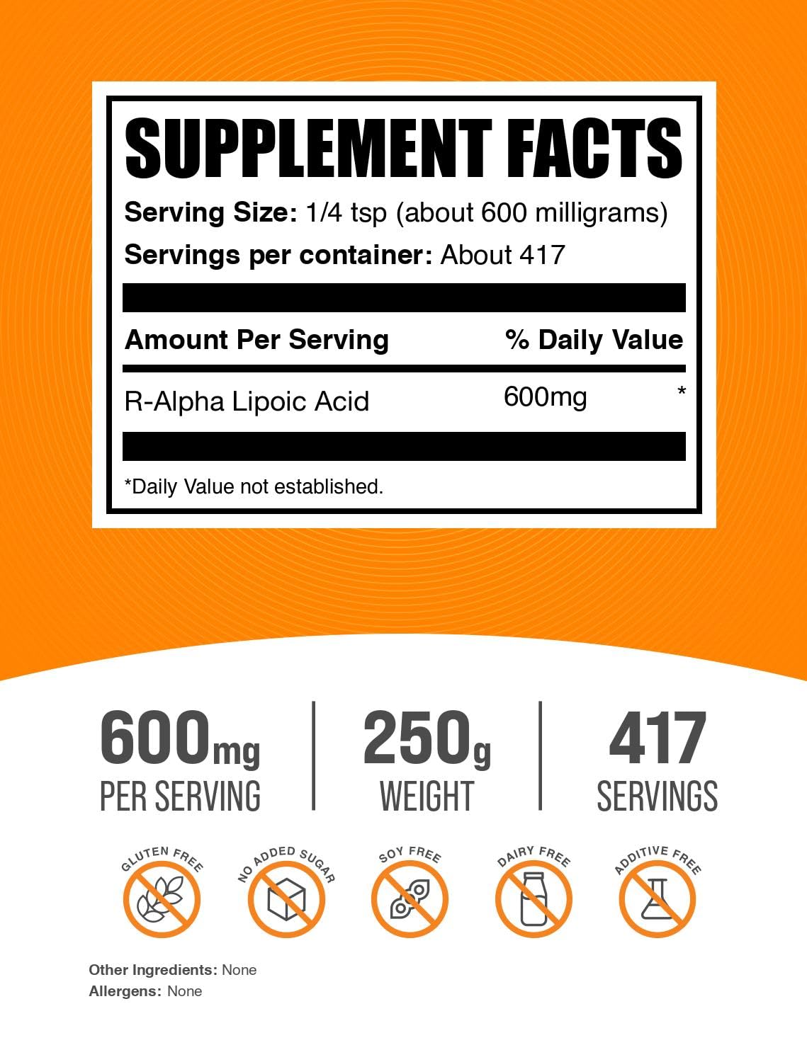 BulkSupplements R-ALA powder scoop ready to mix into beverages