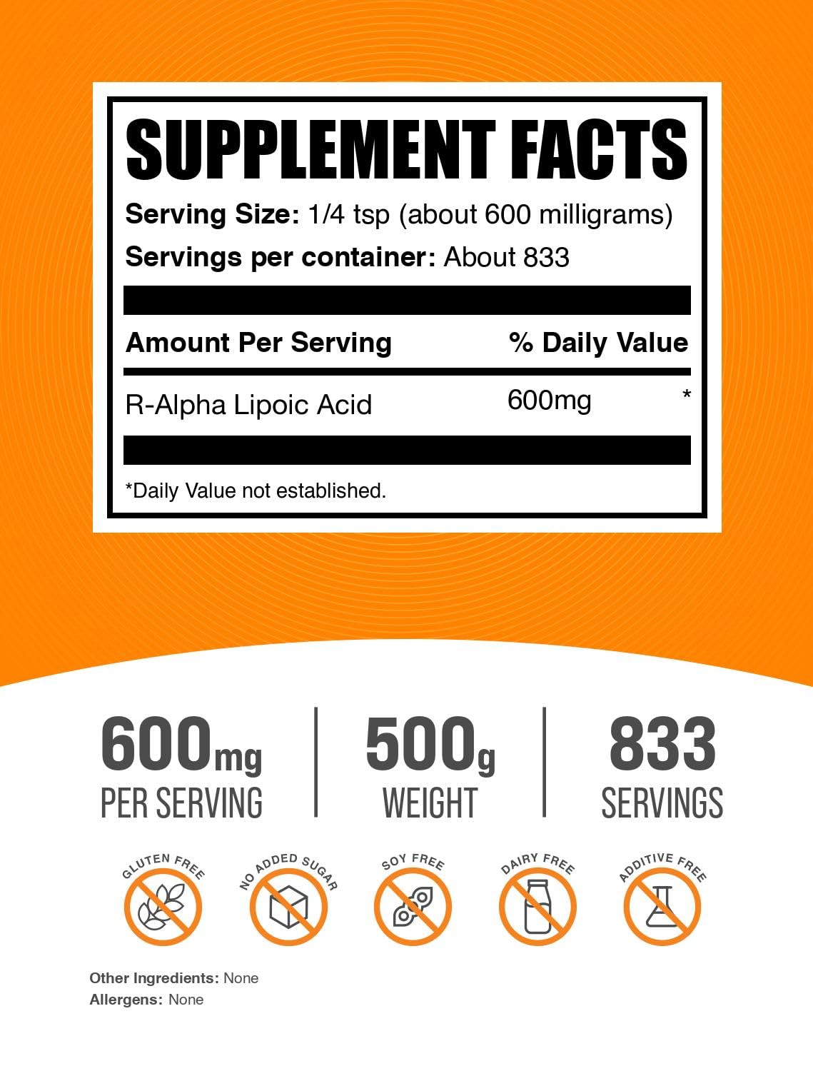 BulkSupplements R-ALA powder with scoop for easy serving