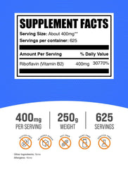 BulkSupplements Riboflavin Powder scoop image shows easy daily dosing.