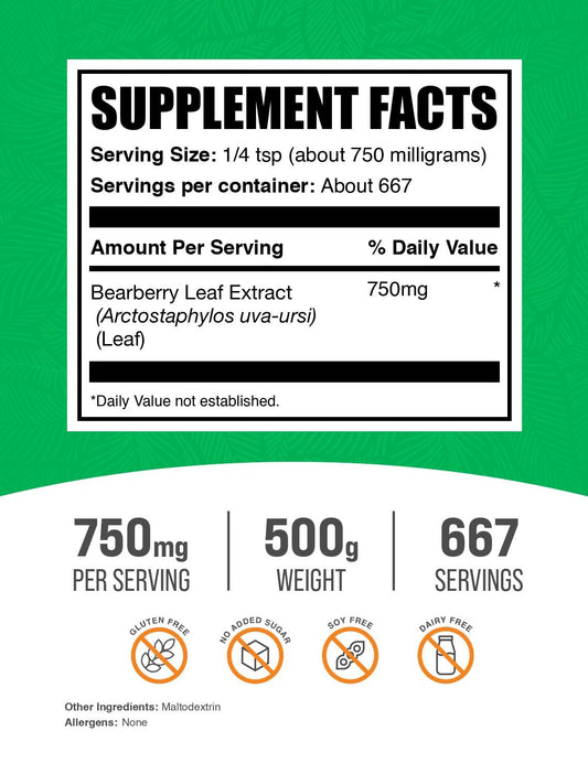 BulkSupplements Uva Ursi Extract powder jar suitable for smoothies or tea