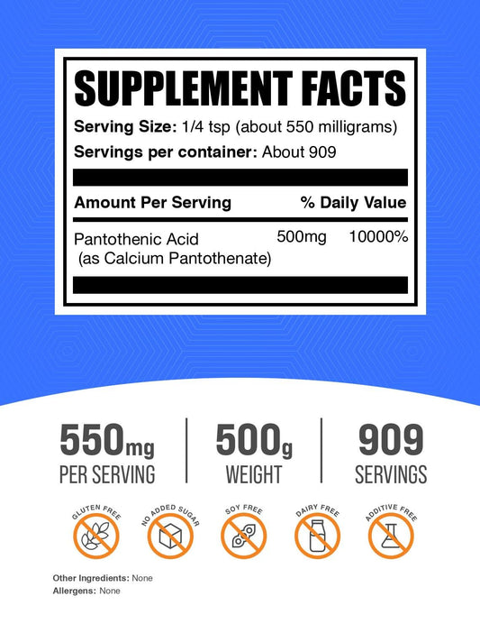 BulkSupplements Vitamin B5 powder scoop with measured serving