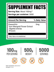 BulkSupplements Zeaxanthin powder scoop highlights simple portioning for reliable serving sizes.