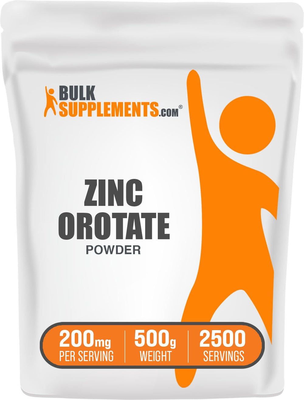 BulkSupplements Zinc Orotate powder bottle for daily mineral supplementation and wellness.