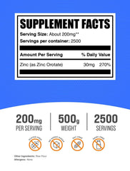 BulkSupplements Zinc Orotate powder scoop showing measured serving for easy dosing.