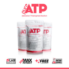 BulkStimulants Pure ATP bottle front shows clear label and premium packaging.