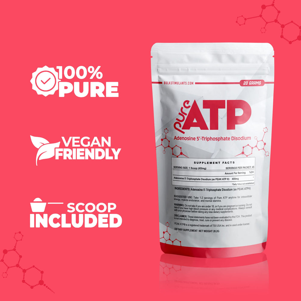 BulkStimulants Pure ATP powder being poured for quick mixing.
