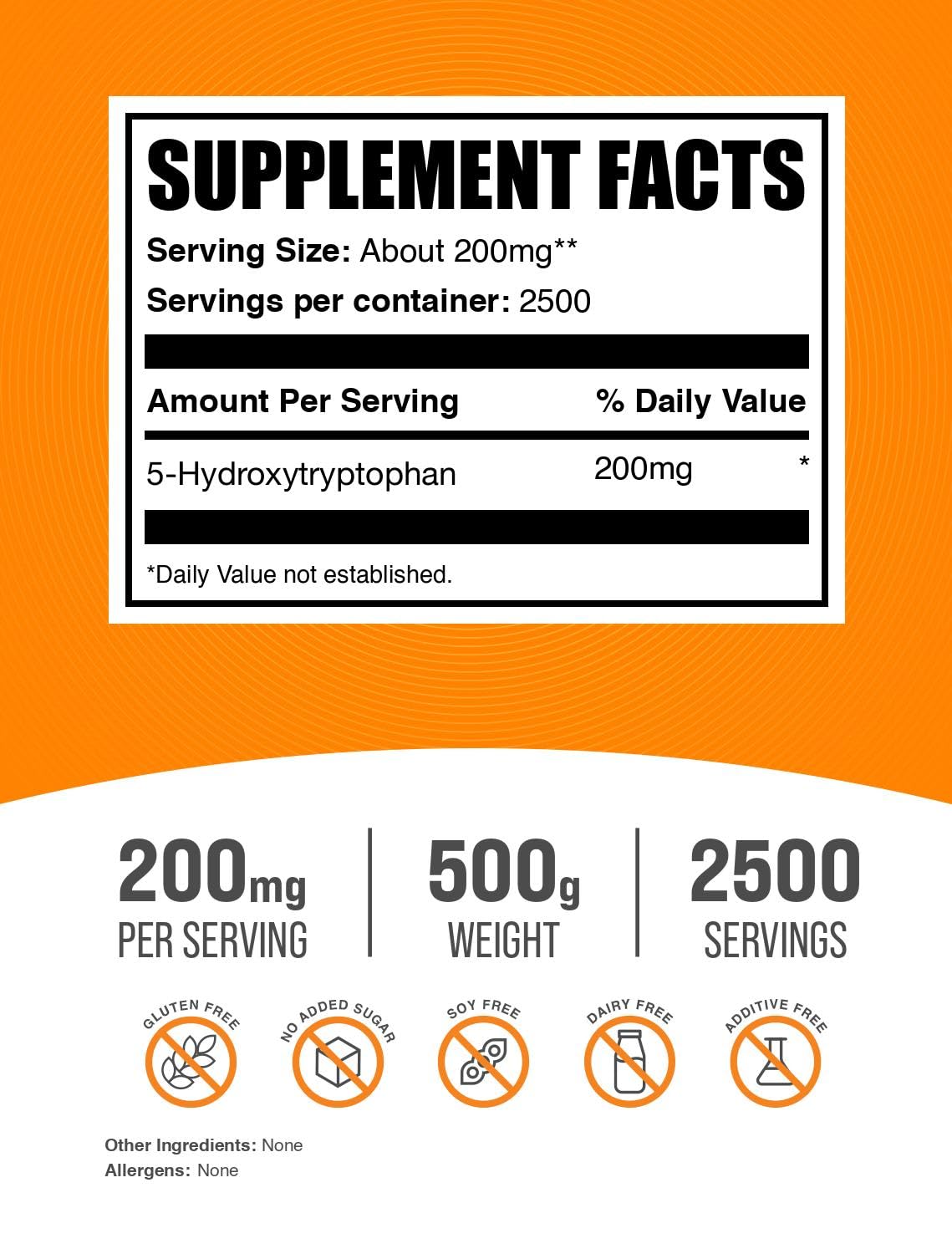 BulkSupplements 5-HTP powder scoop ready for precise servings.