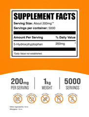BulkSupplements 5-HTP powder scoop shows convenient measuring for precise servings.