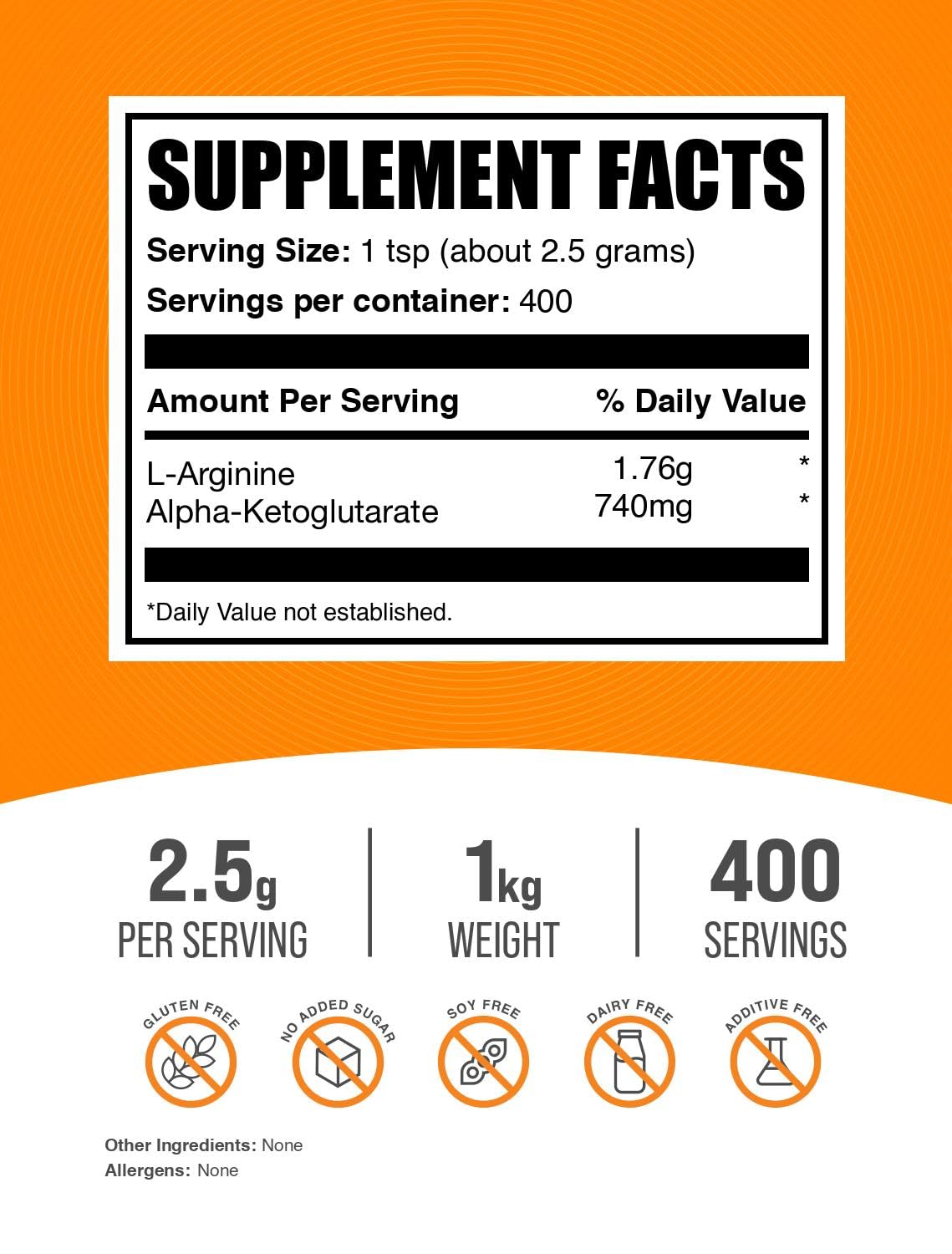 BulkSupplements AAKG powder scoop highlights convenient daily dosing.