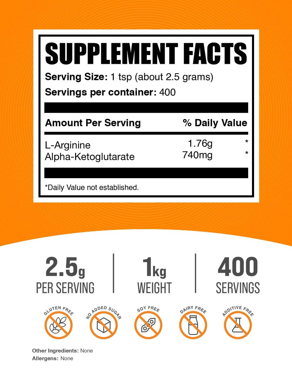 BulkSupplements AAKG powder scoop highlights convenient daily dosing.