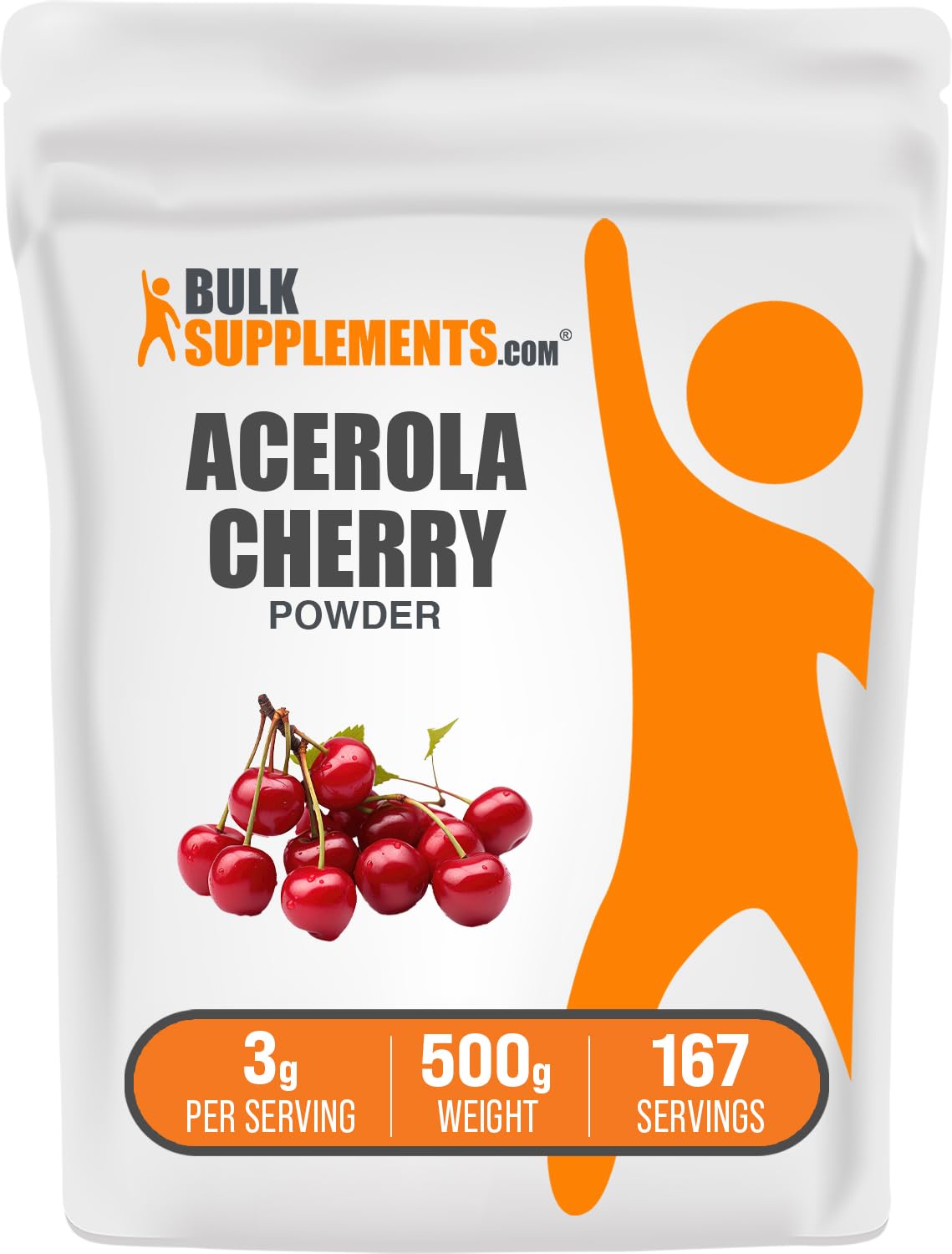 BulkSupplements Acerola Cherry Powder bottle shown as a convenient vitamin C source for daily nutrition