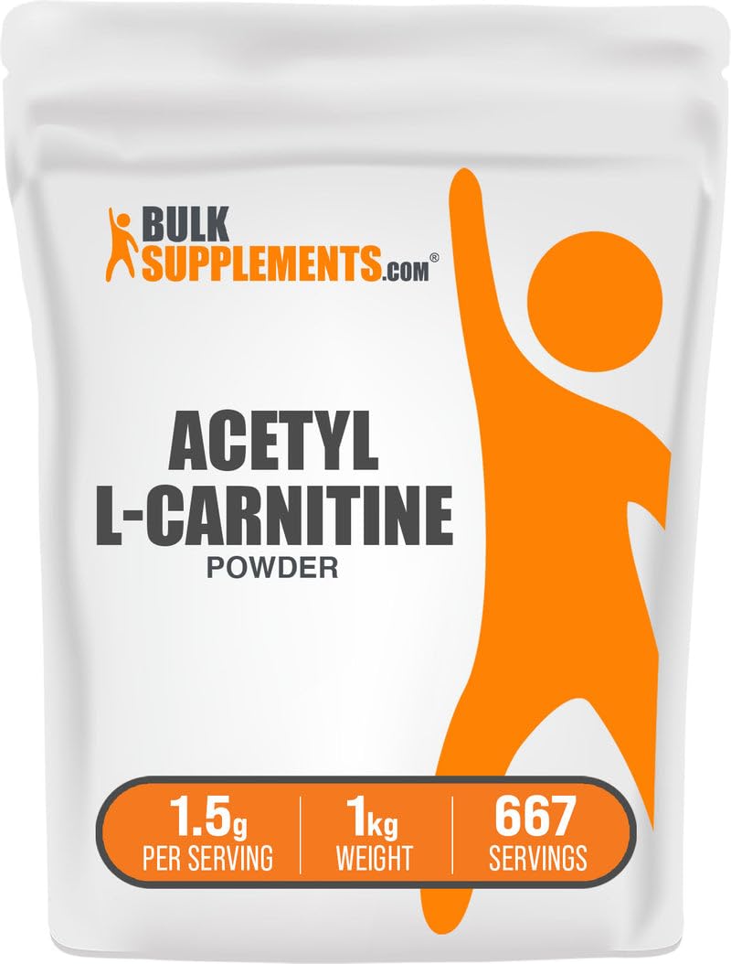 BulkSupplements Acetyl L-Carnitine powder bottle for daily energy support