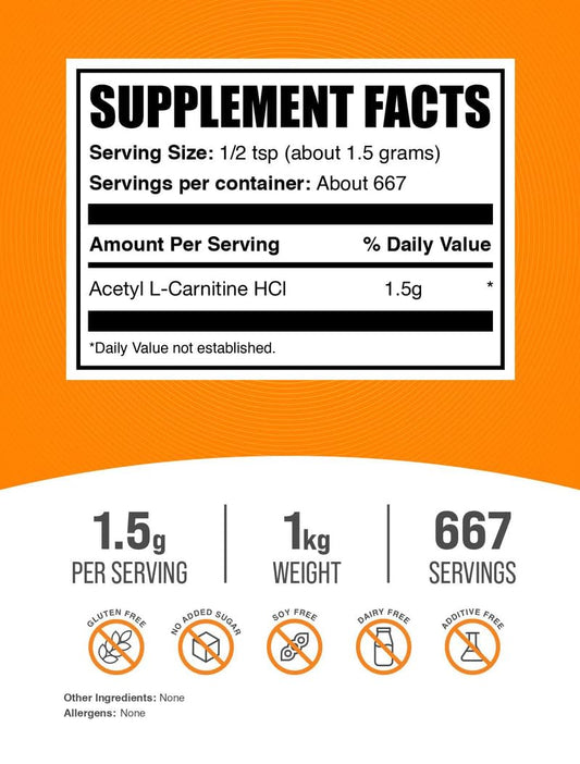 BulkSupplements Acetyl L-Carnitine powder being poured into a shaker for easy mixing