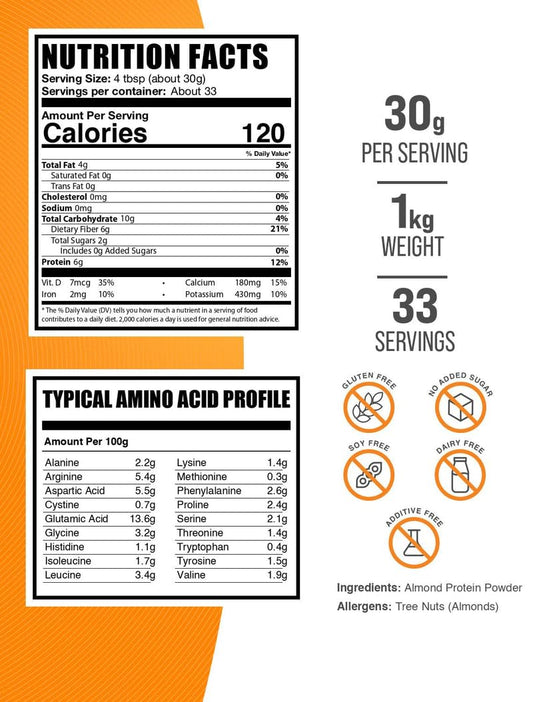 BulkSupplements almond protein powder scoop for easy daily protein boosts