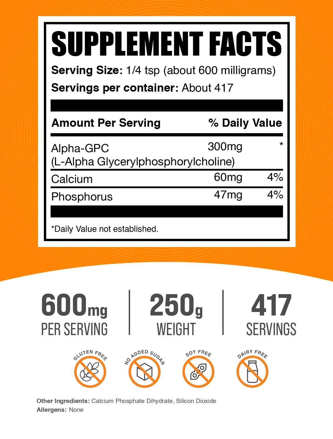 BulkSupplements Alpha GPC powder scoop showing easy measuring for your routine.