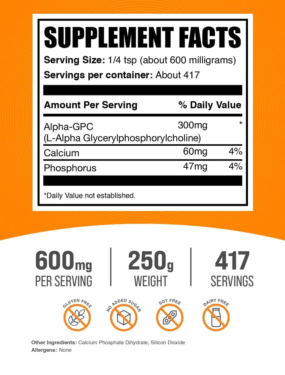 BulkSupplements Alpha GPC powder scoop showing easy measuring for your routine.