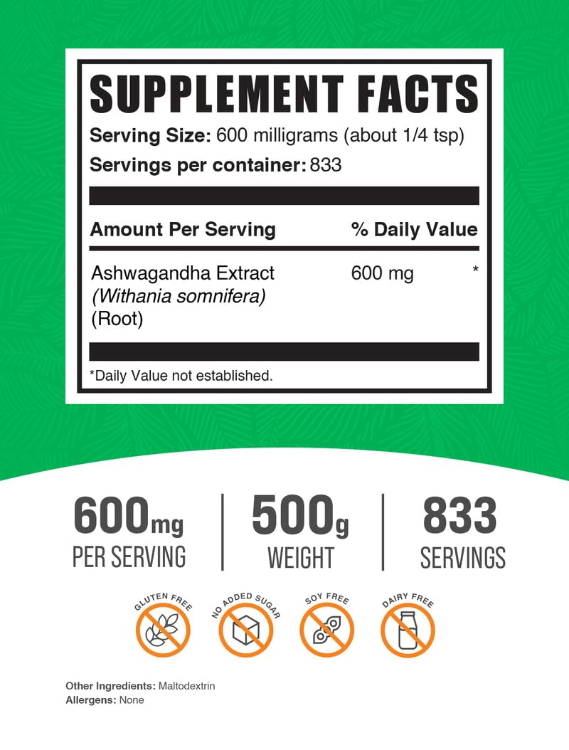 Ashwagandha powder with scoop for easy daily dosing by BulkSupplements