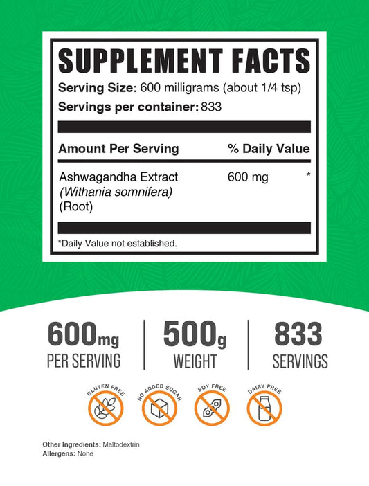 Ashwagandha powder with scoop for easy daily dosing by BulkSupplements