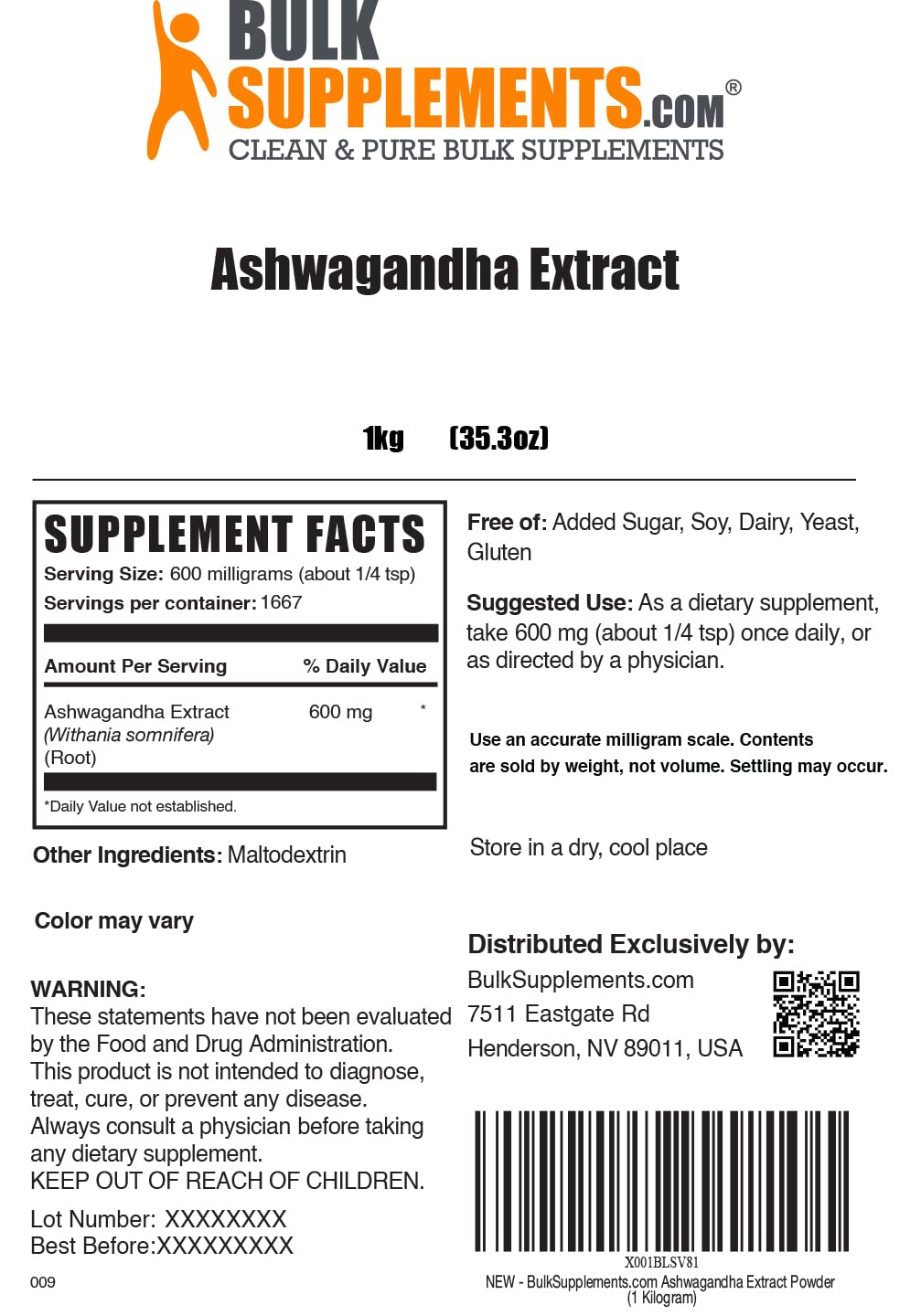 BulkSupplements Ashwagandha testing lab certificate signifying third-party quality checks.